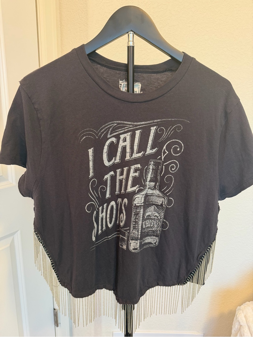 Modish Rebel I Call The Shots Fringe Graphic Crop Tee Western Whiskey Top
